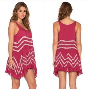 Free People Trapeze Lace Dress Burgundy